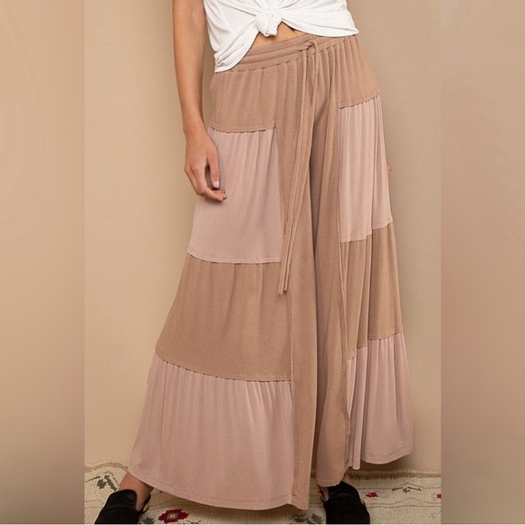 POL Pants - POL Mocha Latte Ribbed Knit Wide Leg Pants